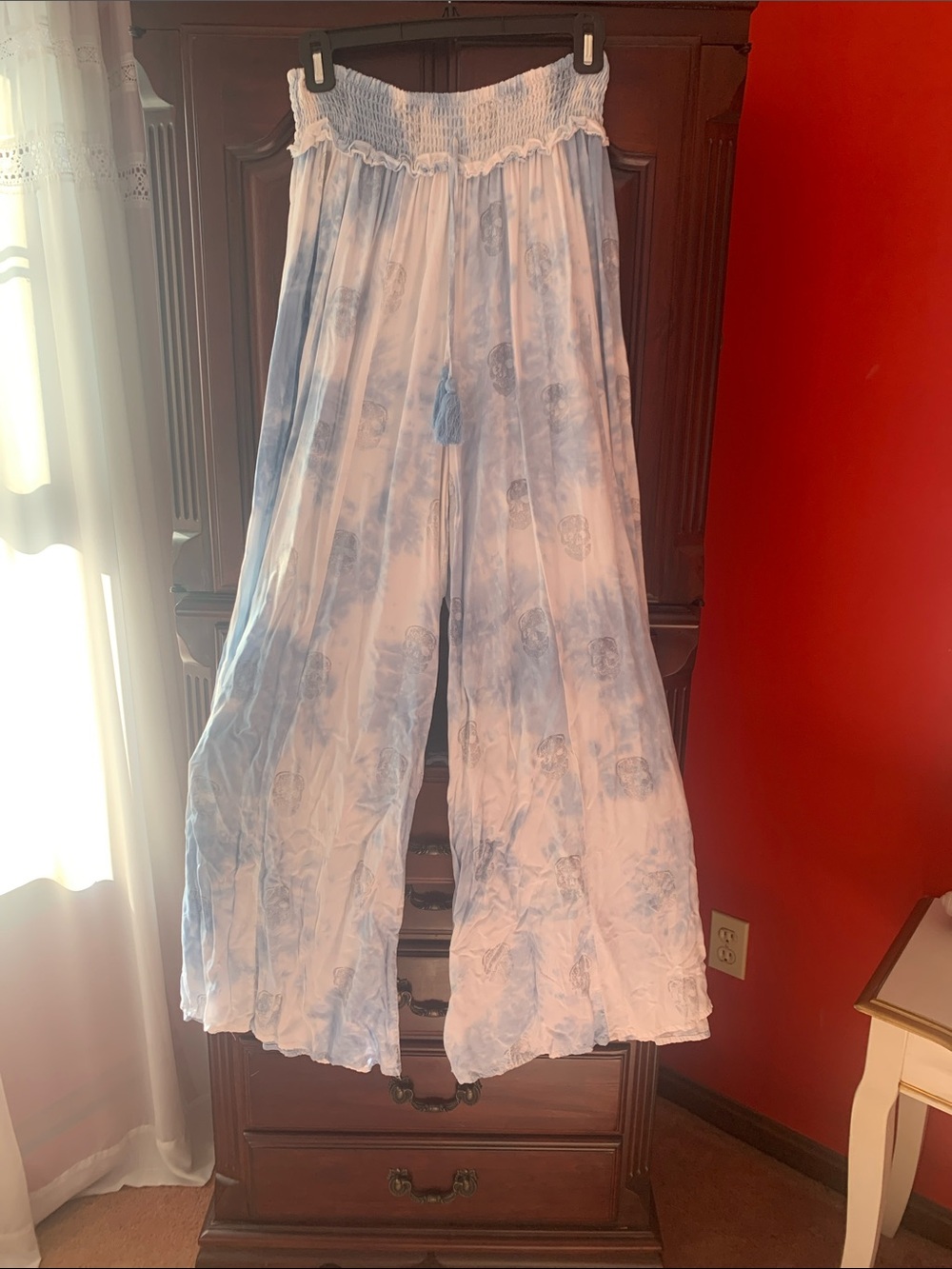 Surf Gypsy White and Light Blue Wide Leg Pants